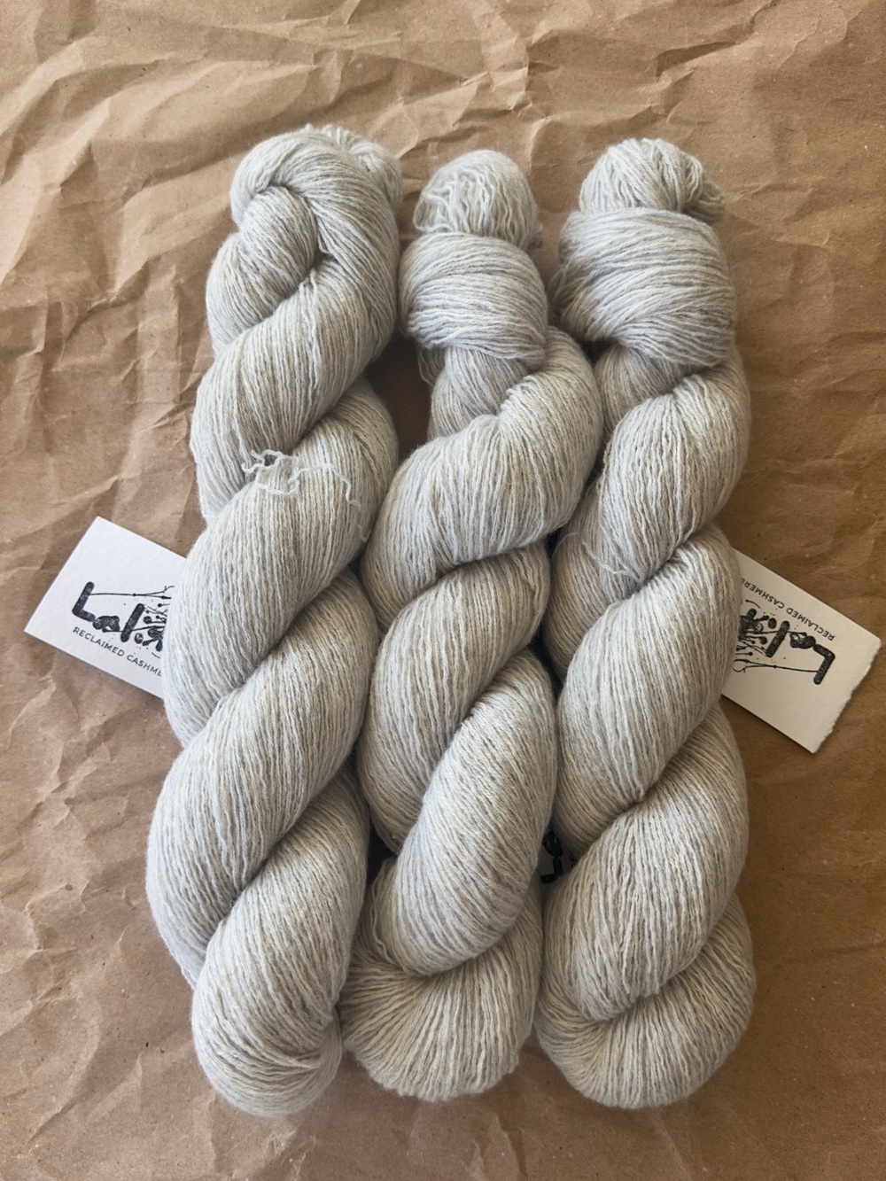 Cashmere Luxury Pearl Grey Fingering Weight Yarn - 7 skeins